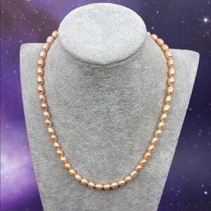 Natural Peach Color Pearl Necklace with Sterling Silver Clasp